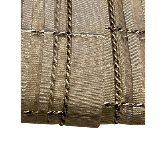 Set of 2 Gold/Cream 100% Sheer Silk Grid Window Curtain Panels 50” X 84” Drapery - Picture 5 of 12